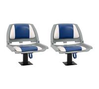 vidaXL 4 Piece Foldable Boat Seat Set Blue and White 48x51x41 cm