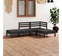 vidaXL 4 Piece Garden Lounge Set Black Solid Pinewood UK