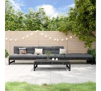 vidaXL 4 Piece Garden Lounge Set Black Solid Wood Pine