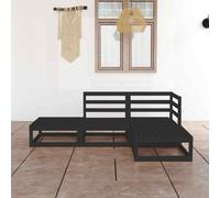 vidaXL 4 Piece Garden Lounge Set Black Solid Wood Pine UK