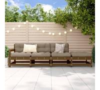 vidaXL 4 Piece Garden Lounge Set Honey Brown Solid Wood Pine