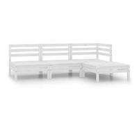 vidaXL 4 Piece Garden Lounge Set Solid Pinewood White 03 UK HOT