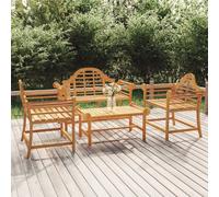 vidaXL 4 Piece Garden Lounge Set Solid Wood Teak, Brown