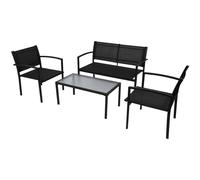 Four Piece Outdoor Patio Garden Furniture Set Coffee Table Chair Bench Black