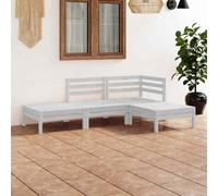 vidaXL 4 Piece Garden Lounge Set White Solid Pinewood