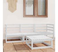 vidaXL Garden Lounge Set Outdoor Furniture Set 4 Piece White Solid Wood Pine