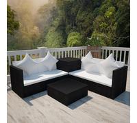 vidaXL 4 Piece Garden Lounge Set with Cushions Poly Rattan Black