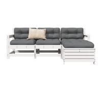vidaXL Garden Sofa Set 4 Piece Outdoor Sofa Corner Sofa White Solid Wood Pine