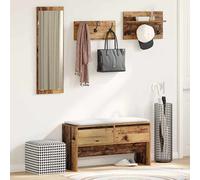 vidaXL 4 Piece Hallway Furniture Set Coat Rack Shoe Storage Engineered Wood