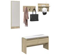 vidaXL 4 Piece Hallway Furniture Set Coat Rack Shoe Storage Engineered Wood