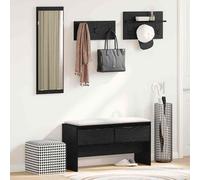 vidaXL 4 Piece Hallway Furniture Set Coat Rack Shoe Storage Engineered Wood