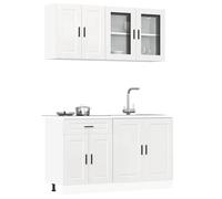 vidaXL 4 Piece Kitchen Cabinet Set Porto High Gloss White Engineered Wood
