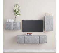 vidaXL 4 Piece TV Cabinet Set Concrete Grey Engineered Wood