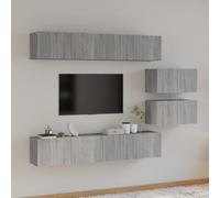vidaXL TV Cabinet with LED Lights Concrete Grey 200x36.5x40 cm, Grey