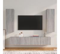 vidaXL TV Cabinet Set 4 Piece Grey Sonoma Engineered Wood TV Unit HiFi Cabinet