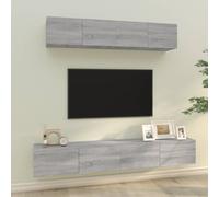 vidaXL TV Cabinet Set 4 Piece Grey Sonoma Engineered Wood Hifi Cabinet TV Unit