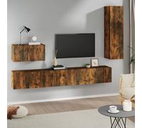 vidaXL 4 Piece TV Cabinet Set Smoked Oak Engineered Wood