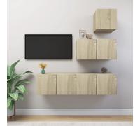vidaXL TV Cabinet Set 4 Piece Sonoma Oak Engineered Wood Home TV Unit Stand