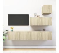vidaXL TV Cabinet Set 4 Piece Sonoma Oak Engineered Wood Home TV Unit Stand