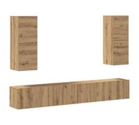 vidaXL 4 Piece TV Cabinet Set Wall-mounted Artisan Oak Engineered Wood - Brown, Brown