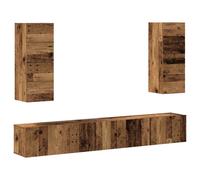 vidaXL 4 Piece TV Cabinet Set Wall-mounted Old Wood Engineered Wood - Brown, Brown