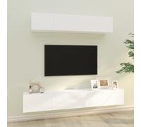 vidaXL TV Cabinet Set 4 Piece White Engineered Wood TV Console Media Unit