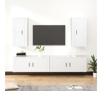 vidaXL 4 Piece TV Cabinet Set White Engineered Wood