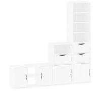 vidaXL 4 Piece TV Units with Storage ODDA White Solid Wood Pine TV cabinet