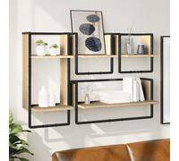 vidaXL 4 Piece Wall Shelf Set with Bars Sonoma Oak Engineered Wood