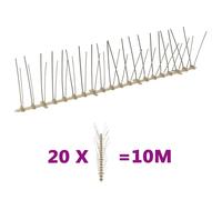 Bird Spikes 10m 4-Row Stainless Steel & Plastic 115mm High Set of 20 Roof