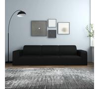 vidaXL 4-Seater Stretch Couch Slipcover Black Polyester Jersey