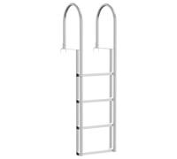 Dock Ladder 4-Step Silver Aluminum 45x11.5x162 cm Lightweight Non-Slip Outdoor