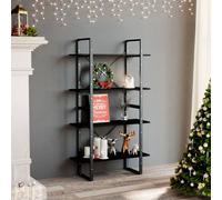 vidaXL 4-Tier Book Cabinet Black 80x30x140 cm Solid Pine Wood