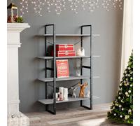 vidaXL 4-Tier Book Cabinet Concrete Grey Engineered Wood Home Storage Bookcase