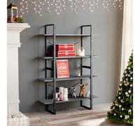 vidaXL 4-Tier Book Cabinet Grey 100x30x140 cm Solid Pine Wood