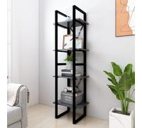 Book Cabinet Grey Engineered Wood Metal 40x30x140 cm 4-Tier Storage Shelf Units