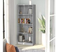 vidaXL 4-Tier Book Cabinet Grey Sonoma 60x24x142 cm Engineered Wood