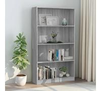 vidaXL 4-Tier Book Cabinet Grey Sonoma 80x24x142 cm Engineered Wood