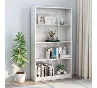 vidaXL 4-Tier Book Cabinet High Gloss White Engineered Wood Storage Rack Shelf