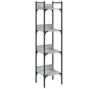 vidaXL 4-Tier Bookshelf - Grey Sonoma Engineered Wood Storage Rack for Books and Decor with Safe Guard Board