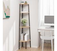 Vidaxl 4-Tier Corner Shelf Light Brown And Black 45.5X31.5X150 Cm