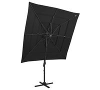 vidaXL 4-Tier Garden Parasol with Aluminium Pole Black 250x250 cm
