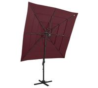 vidaXL 4-Tier Garden Parasol with Aluminium Pole Bordeaux Red 250x250 cm