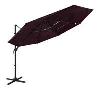 vidaXL 4-Tier Parasol with Aluminium Pole Bordeaux Red 3x3 m Outdoor Umbrella