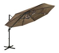vidaXL 4-Tier Parasol with Aluminium Pole Taupe 3x3 m UK NEW