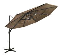 vidaXL 4-Tier Garden Parasol with Aluminium Pole Taupe 3x3 m NEW