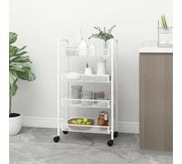 vidaXL 4-Tier Kitchen Trolley White Iron Organiser Home Bathroom Serving Cart