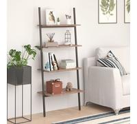 vidaXL 4-Tier Leaning Shelf Dark Brown and Black 64x34x150.5 cm