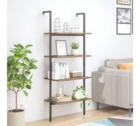 Vidaxl 4-Tier Leaning Shelf Dark Brown And Black 64X35X152.5 Cm
