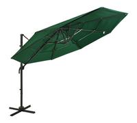 vidaXL 4-Tier Parasol with Aluminium Pole Green 3x3 m UK
